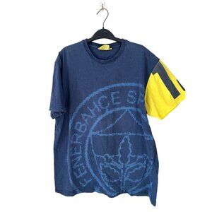 Men's XXL FENERIUM Cotton T-Shirt Tee Blue Yellow Logo Graphic